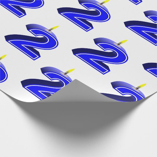 2. Geburtstag 2 Candle Blue Geschenkpapier (Ecke)