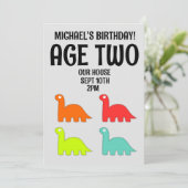 2 GEBURTSTAG 2. DINOSAUR-EINLADUNGEN EINLADUNG (Stehend Vorderseite)