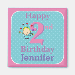 2. Geburtstag, 2. Jahr, Mädchen Magnet