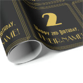 2. Geburtstag - Art Deco Inspiriert Aussehen "2" & Geschenkpapier (Rolleneckpunkt)