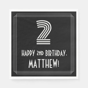 2. Geburtstag: Art Deco Inspiriert Look "2" + Name Serviette