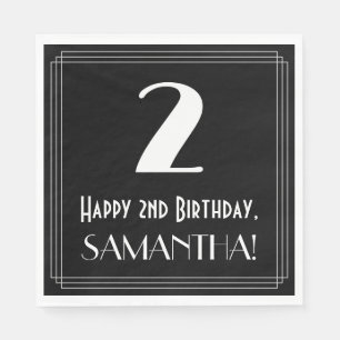 2. Geburtstag ~ Art Deco Inspiriert Look "2", Name Serviette