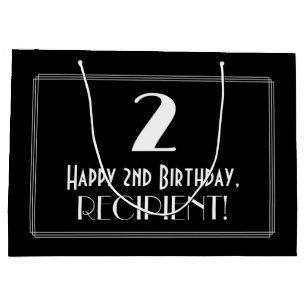 2. Geburtstag: Art Deco Inspiriert Stil "2", Name Große Geschenktüte