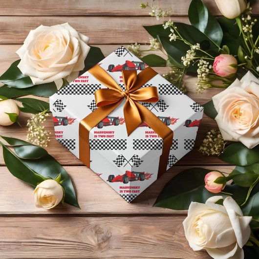 2. Geburtstag: Aufwachsen von zwei schnellen Rennw Geschenkpapier