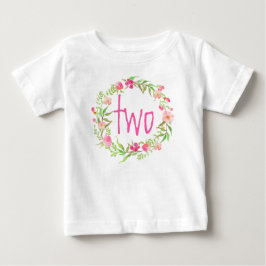 2. Geburtstag Baby Girl Watercolor Blumenreath-2 T-shirt