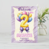 2. Geburtstag Ballon Thema Einladung (Stehend Vorderseite)