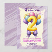 2. Geburtstag Ballon Thema Einladung (Vorne/Hinten)
