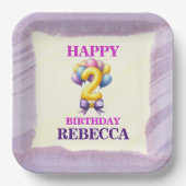 2. Geburtstag Ballon Thema Party-Platte Pappteller (Vorderseite)