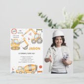 2. Geburtstag Bauboy Foto Einladung (Stehend Vorderseite)