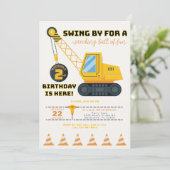 2. Geburtstag Baukrane Einladung (Stehend Vorderseite)