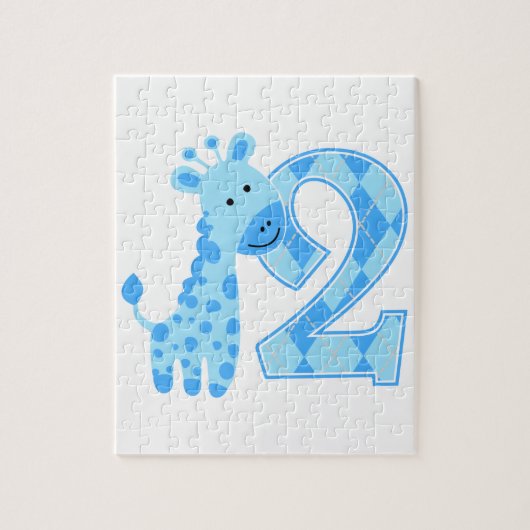2. Geburtstag Blue Giraffe Puzzle (Vertikal)