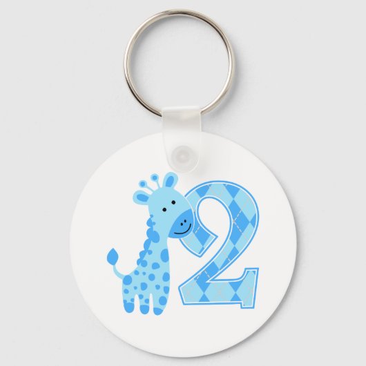 2. Geburtstag Blue Giraffe Schlüsselanhänger (Vorderseite)