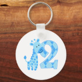 2. Geburtstag Blue Giraffe Schlüsselanhänger (Vorderseite)