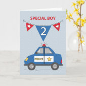 2. Geburtstag Blue Police Car Karte (Gelbe Blume)