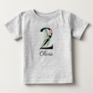 2. Geburtstag Blumen Personalized Name Baby T-Shir T-shirt