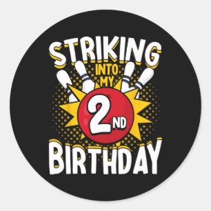 2. Geburtstag Bowling Thema Einzug in den Geburtst Runder Aufkleber