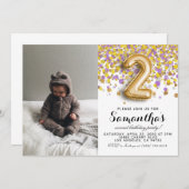 2. Geburtstag Confetti Portrait Einladung (Vorne/Hinten)