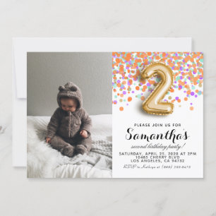 2. Geburtstag Confetti Portrait Einladung
