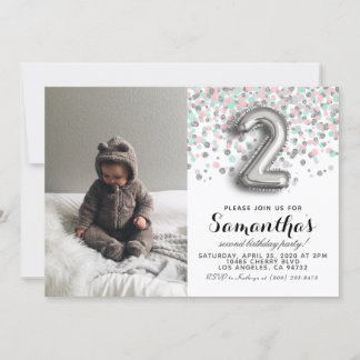 2. Geburtstag Confetti Portrait Einladung