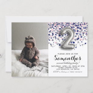 2. Geburtstag Confetti Portrait Einladung