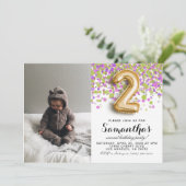 2. Geburtstag Confetti Portrait Einladung (Stehend Vorderseite)