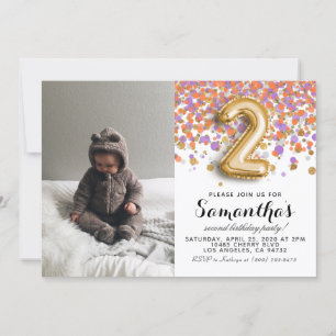 2. Geburtstag Confetti Portrait Einladung