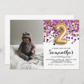 2. Geburtstag Confetti Portrait Einladung (Vorne/Hinten)