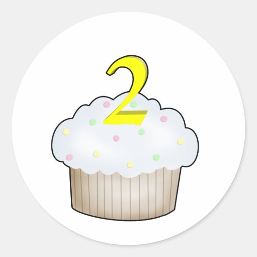 2. Geburtstag Cupcake Runder Aufkleber (Vorderseite)