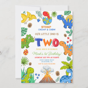 2. Geburtstag des Dinosaurier-Jungen Einladung