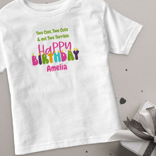 2. Geburtstag Ein-derfacher Tag Farbige Kerzen Mäd Kleinkind T-shirt
