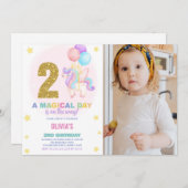 2. Geburtstag Einhorn Geburtstag Einladung Foto (Vorne/Hinten)