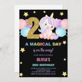 2. Geburtstag Einhorn Geburtstag Einladungen (Vorne/Hinten)