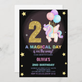 2. Geburtstag Einhorn Geburtstag Einladungen (Vorne/Hinten)