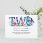 2 Geburtstag Einladung Ozean Unterwasser-Welt (Stehend Vorderseite)