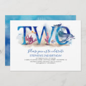 2 Geburtstag Einladung Ozean Unterwasser-Welt (Vorne/Hinten)