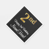 2. Geburtstag ~ Elegante Luxuriöse Imitate Gold Lo Serviette (Ecke)