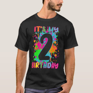 2. Geburtstag Farbe spritzt Jungs Mädchen Jungen 2 T-Shirt