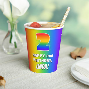 2. Geburtstag: Farbenfroh, Fun Rainbow Pattern # 2 Pappbecher