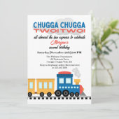 2. Geburtstag farbenfroher Cartoon Zug Einladung (Stehend Vorderseite)