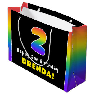 2. Geburtstag: Farbiger Regenbogen # 2, Individuel Große Geschenktüte