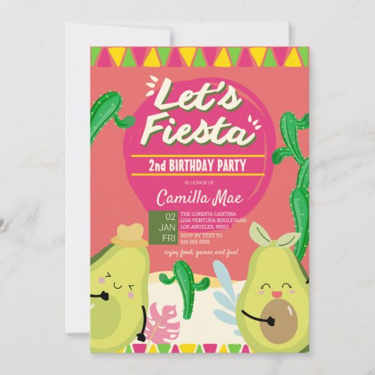 2. Geburtstag Fiesta Einladung (Vorderseite)