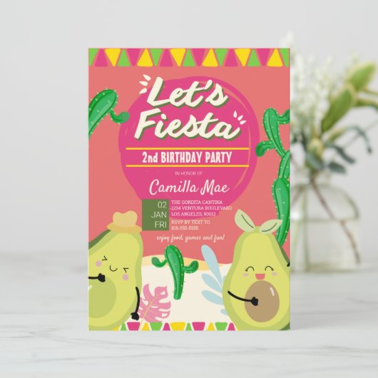 2. Geburtstag Fiesta Einladung (Stehend Vorderseite)