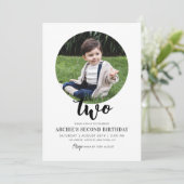2. Geburtstag Foto Einfaches Modern Minimales Bild Einladung (Stehend Vorderseite)