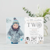 2. Geburtstag Foto Einladung im Winter (Stehend Vorderseite)