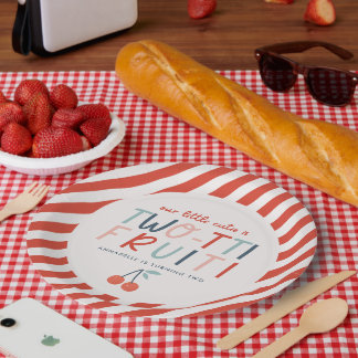 2. Geburtstag Früchte Rot Sommer Kinder Party inv Pappteller