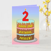 2. Geburtstag — Fun Cake & Candle mit Individuelle Karte (Gelbe Blume)