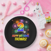 2. Geburtstag: Fun Fireworks Pattern + Regenbogen Pappteller (Party)
