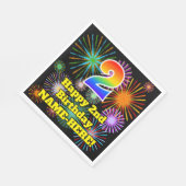 2. Geburtstag: Fun Fireworks Pattern + Regenbogen Serviette (Ecke)