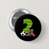 2 Geburtstag Fußball Erster Geburtstag Fußball Kin Button (Vorne & Hinten)