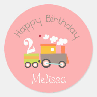 2. Geburtstag Girl Train Cupcake Toppers Runder Aufkleber